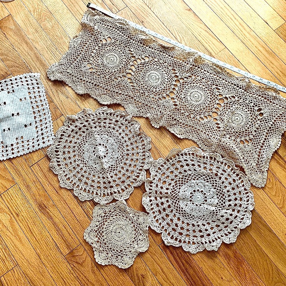 Crochet Cotton Sofa Table Cover Lace Doilies - Five (5)